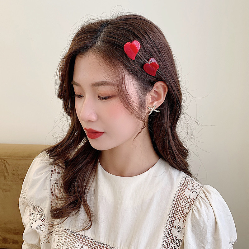 糖果色小桃心抓夹女刘海网红发夹2022年新款头饰发饰