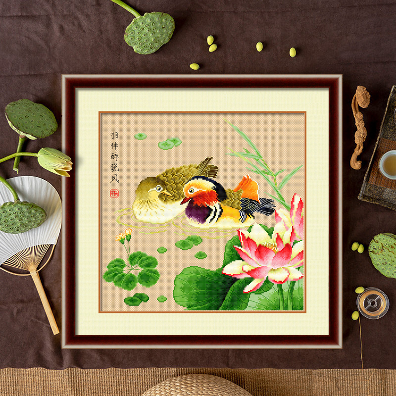 鸳鸯十字绣一对情侣系列小幅客厅卧室玄关2021新款线绣手工自己绣