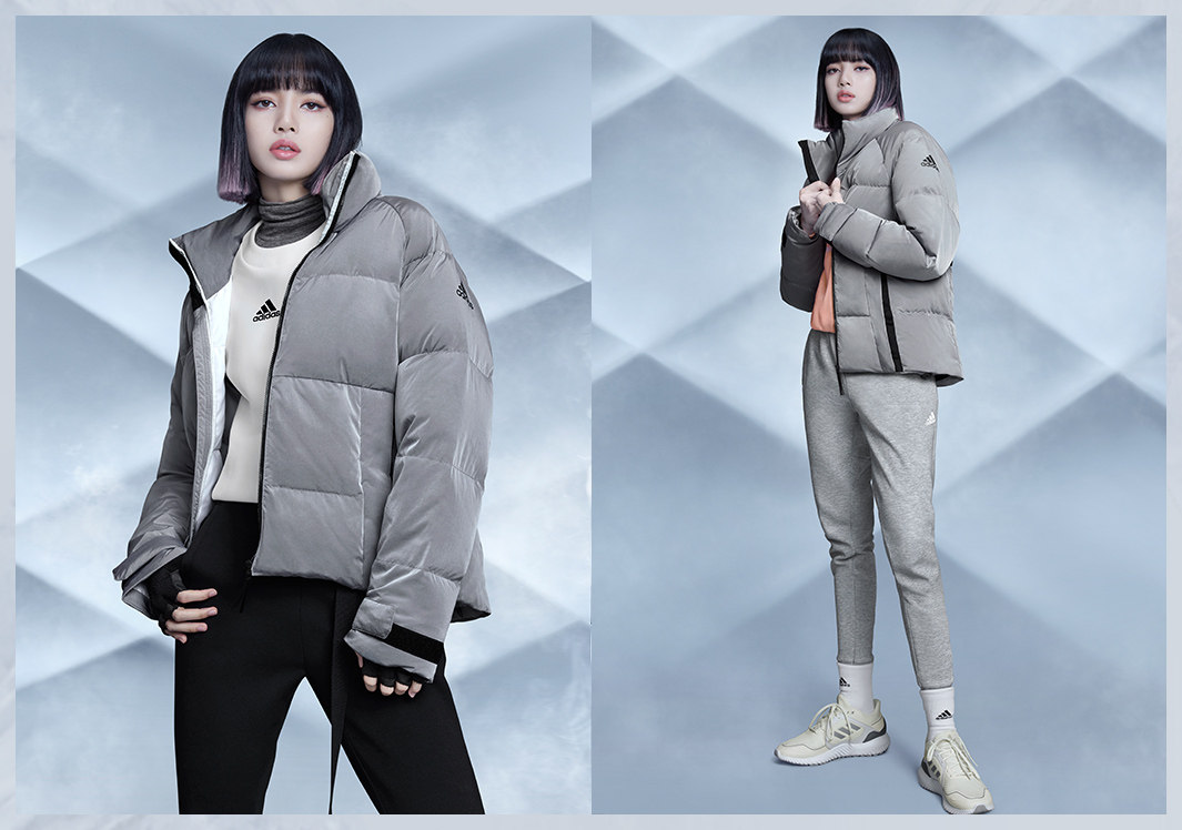 正品adidas阿迪达斯lisa同款可拆卸围巾保暖短款羽绒服运动羽绒服