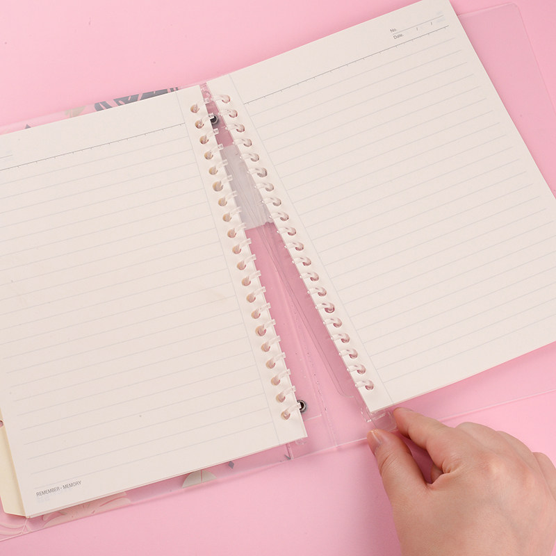 文谷活页本简约大学生b5笔记本可爱少女心小清新透明线圈可拆卸方格