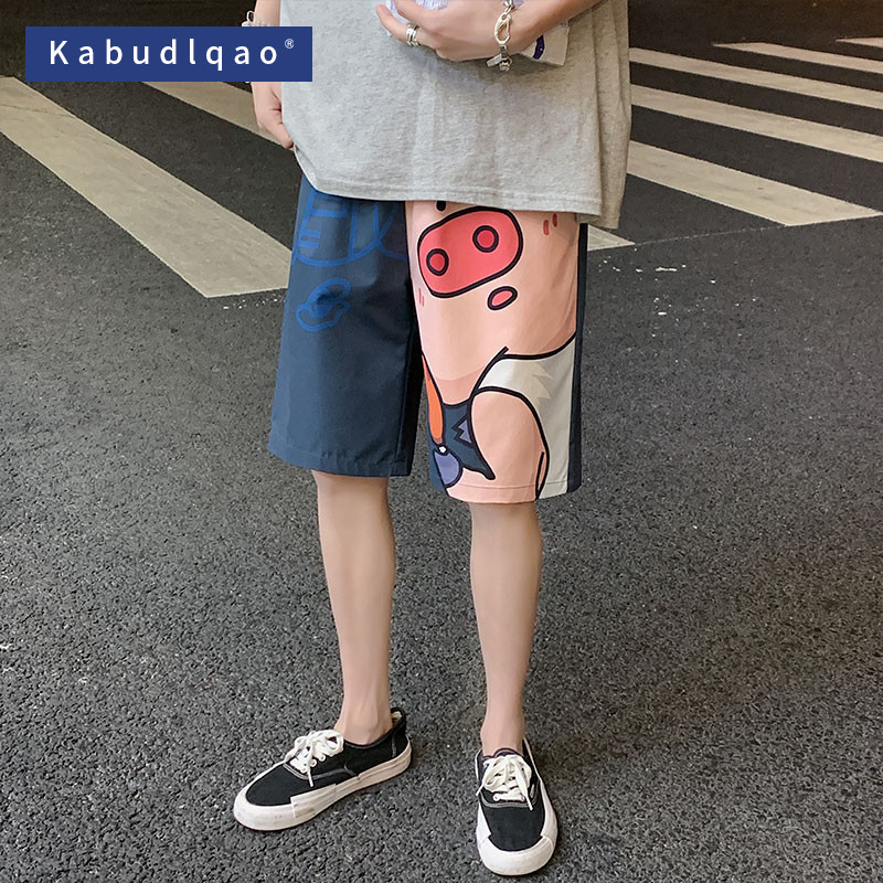 薄款冰丝短裤韩版夏季潮流男装大码外穿休闲可爱五分沙滩中马裤衩