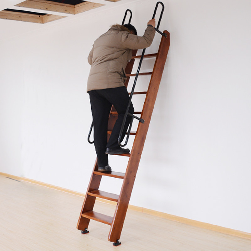 实木家用室内直梯移动加厚简易整体阁楼楼梯家用梯