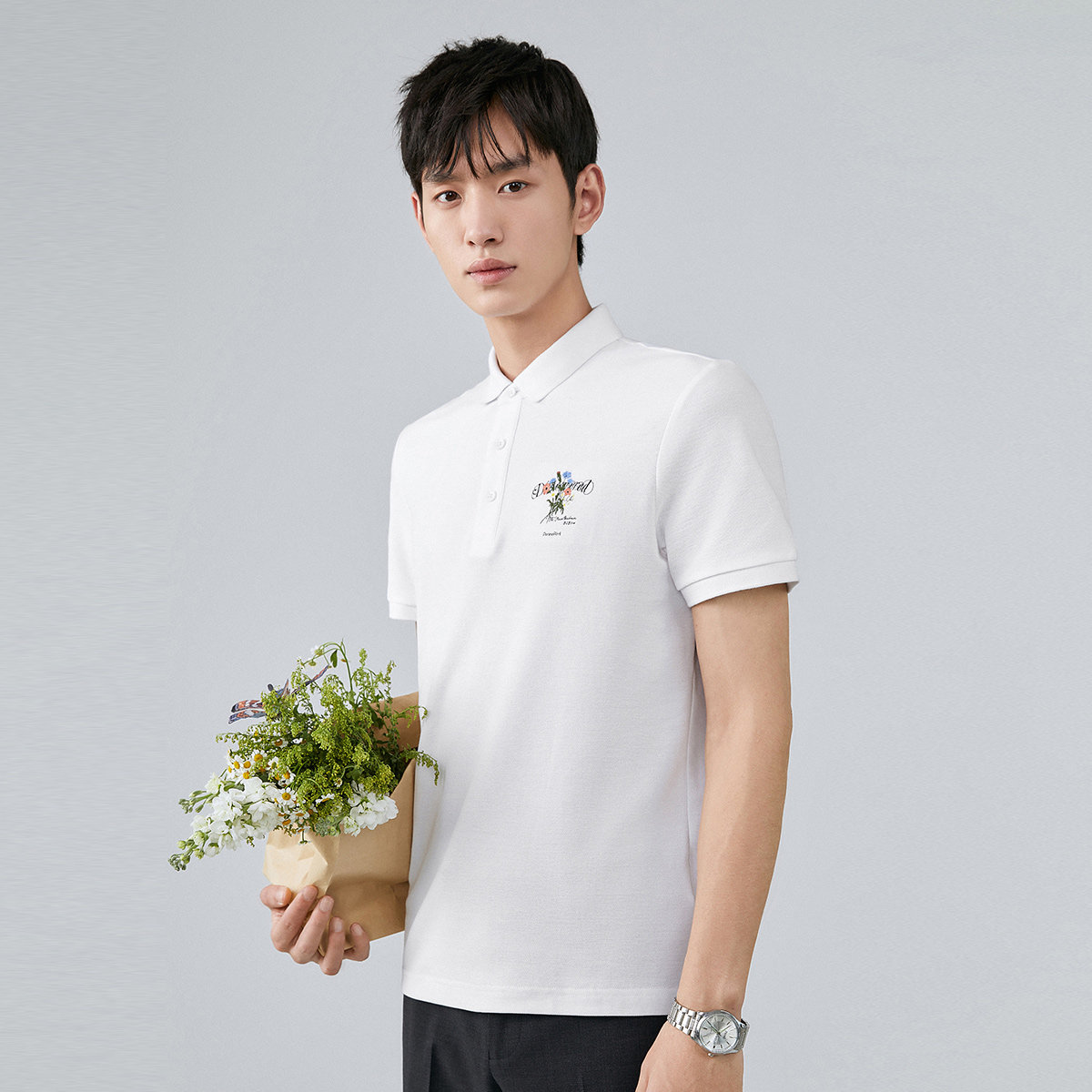 10日0点peacebirdmen太平鸟风尚男装bwdbb2204花卉刺绣polo衫