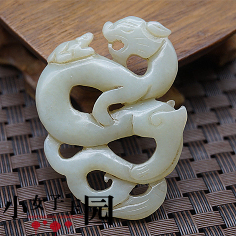 和田仿古双面雕刻望子成龙玉佩佩玉复古青白白玉其他