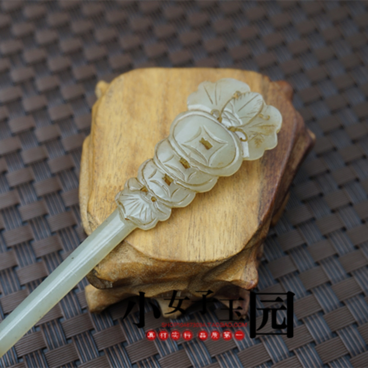 玉簪和田玉青白玉蝙蝠发簪眼前仿古头饰古典其他