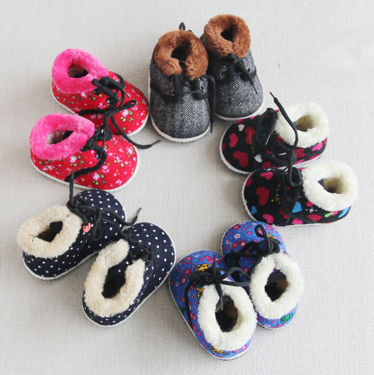 棉鞋012岁冬季儿童手工保暖男女宝宝系带居家棉鞋