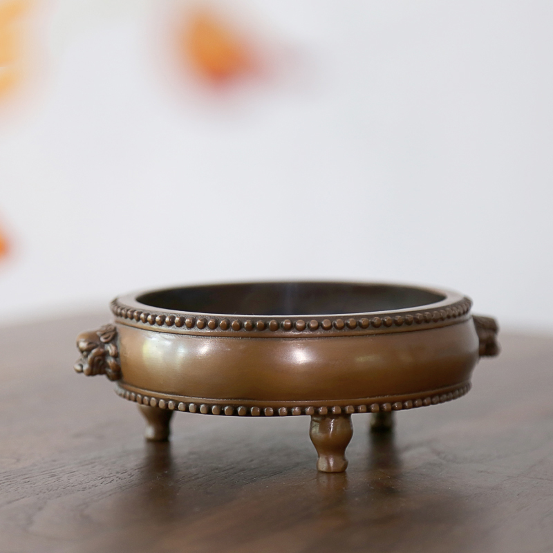 手工纯铜紫铜香炉卧足鼓墩琴炉熏香家用室内香薰炉