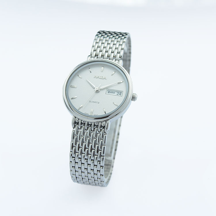 库存haida牌圆形经典简单复古商务男款石英表