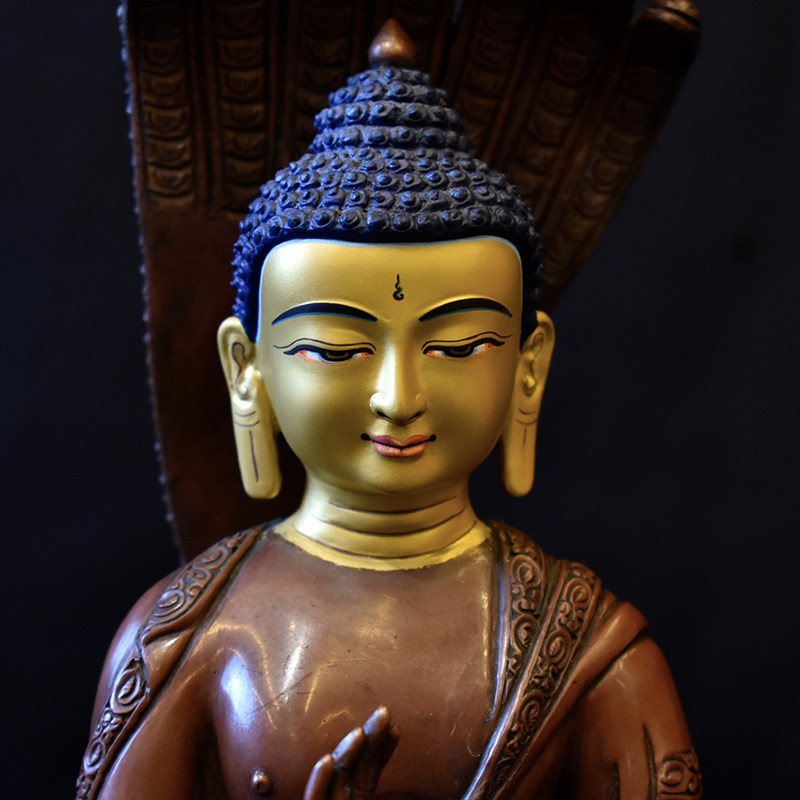 龙树菩萨佛像神像尼泊尔手工紫铜雕刻藏传佛教密宗摆件