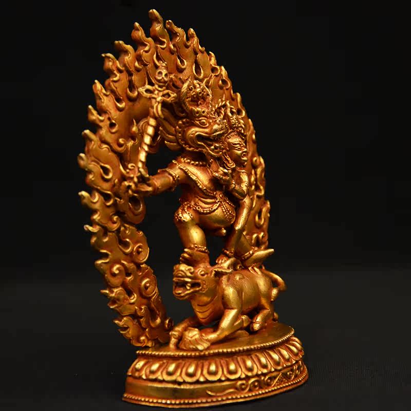 藏传佛教密宗佛像摆件尼泊尔进口手工全鎏厘米地狱摆件