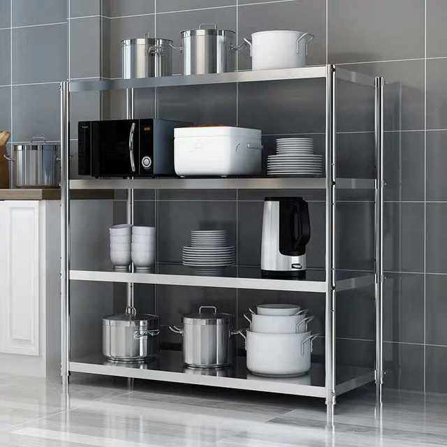 加粗钢管厨房置物架落地多层放锅碗盆架家用米面厨房置物架