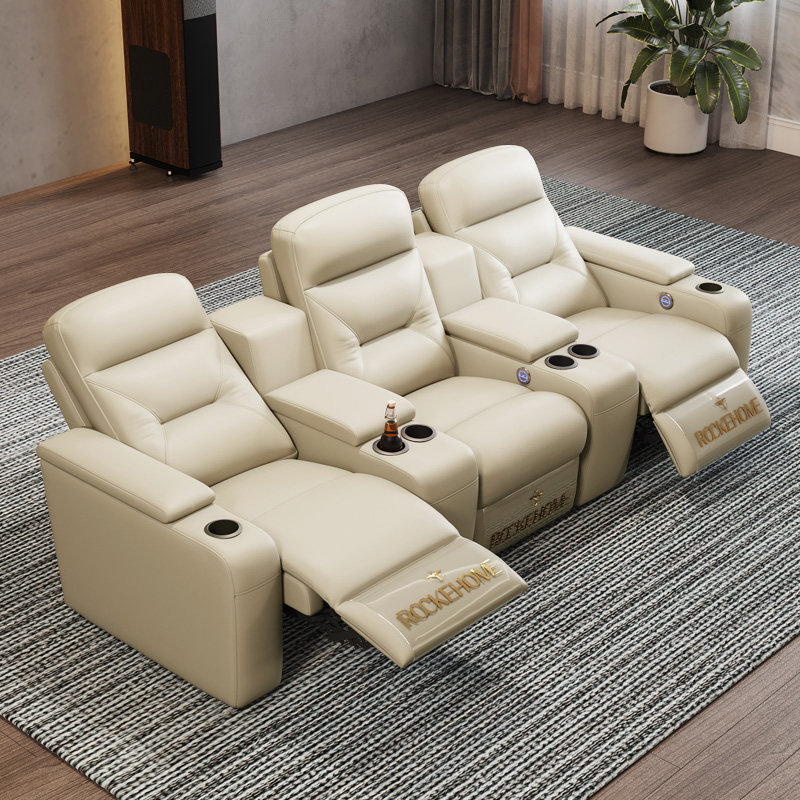 沙发私人家庭影院三人位组合电动真皮躺椅影视厅功能观皮艺沙发