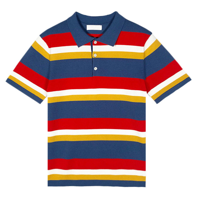 brother夏天男式糖果条纹上衣polo韩国ins网红针织衫
