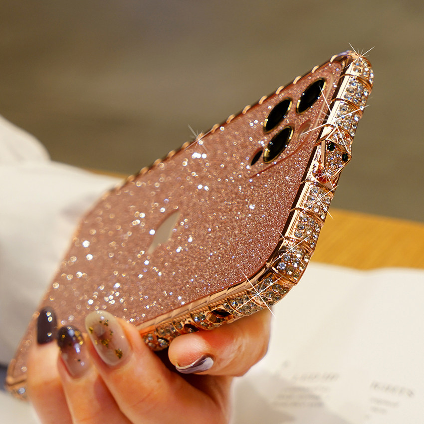 苹果潮女闪粉个性防摔带钻12promax女款水钻12手手机保护套