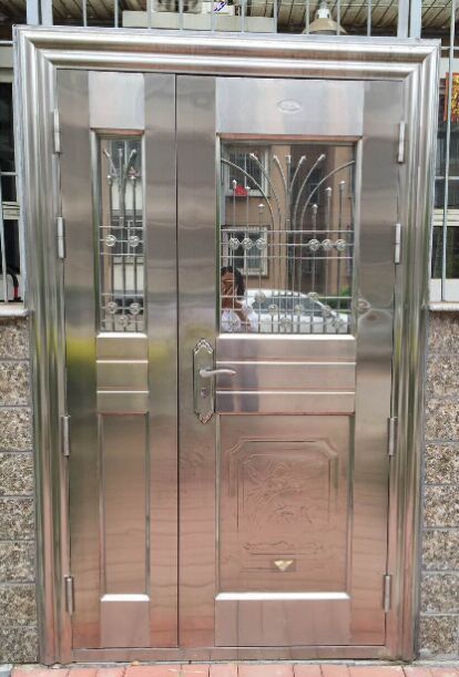 304不锈钢门单门防盗门车库门阳台玻璃门农村庭院别墅大门室外门