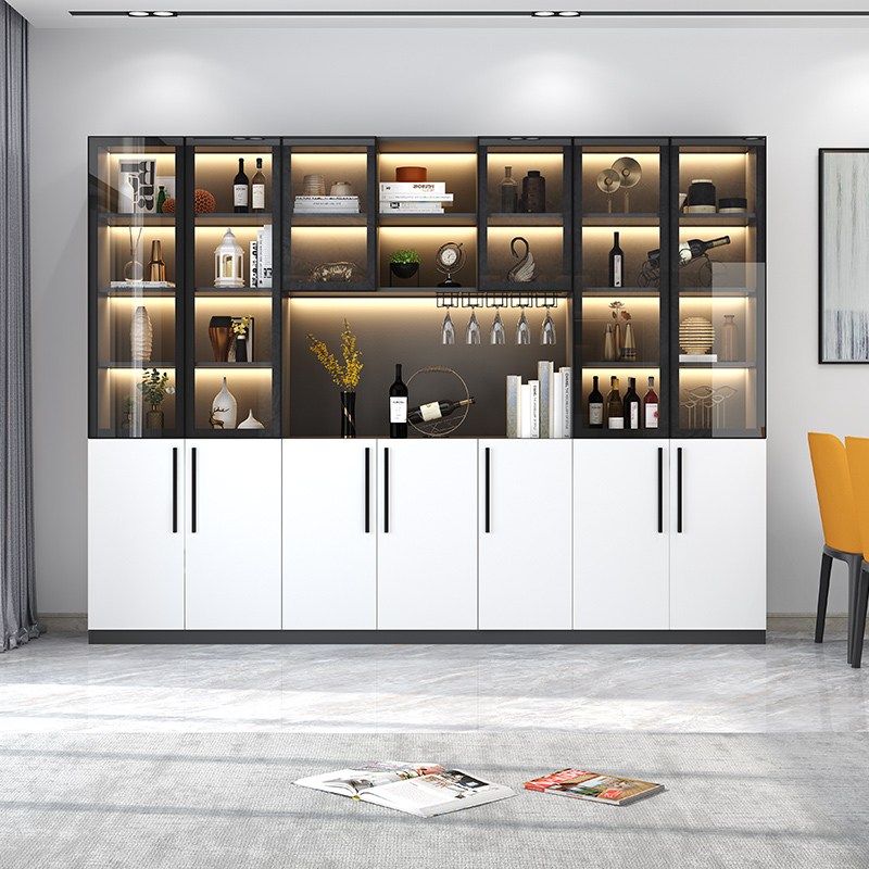 轻奢餐边柜靠墙到顶酒柜简约现代家用客厅展示柜餐边柜