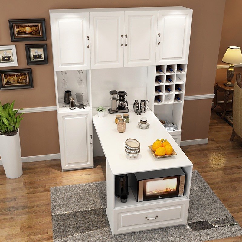 雅阁利尔餐边柜美式厨房碗餐厅储物柜伸缩折叠餐桌多功能客厅酒柜