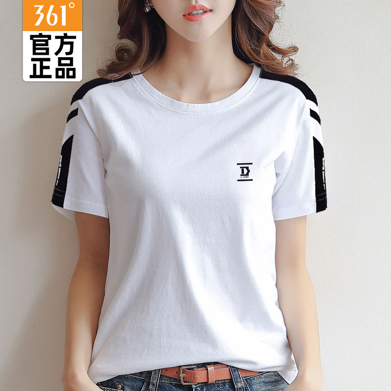 Authentic 361 degree round neck short sleeved women's summer breathable top 361 casual women's printed T-shirt official authentic