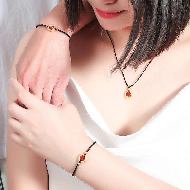 玛瑙项链黄金转运手链红豆红豆相思相思豆编织手绳手链