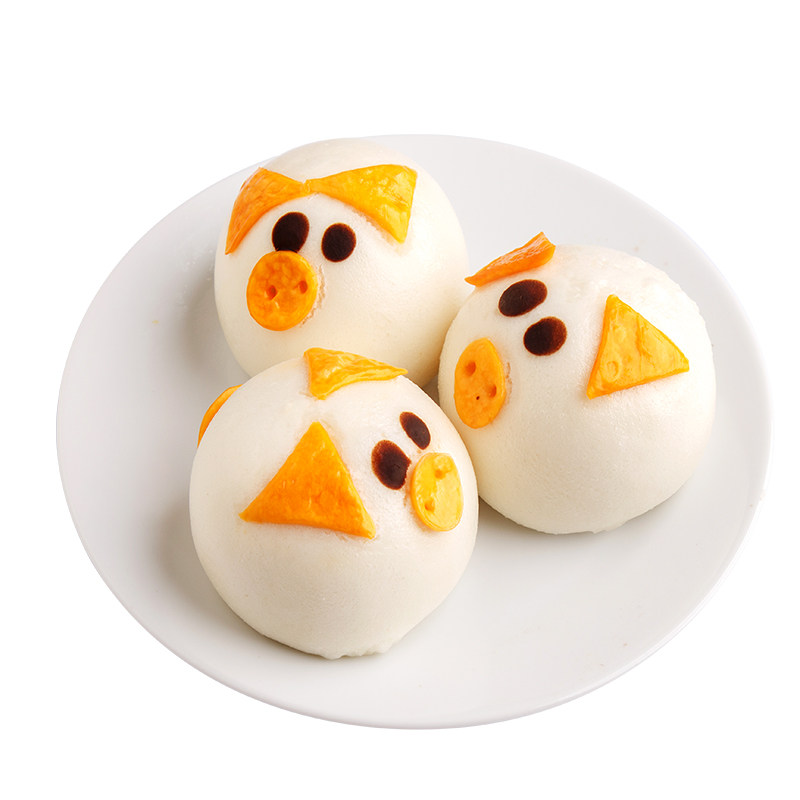 早餐点心24个儿童美味猪头奶黄包卡通馒头流沙包点