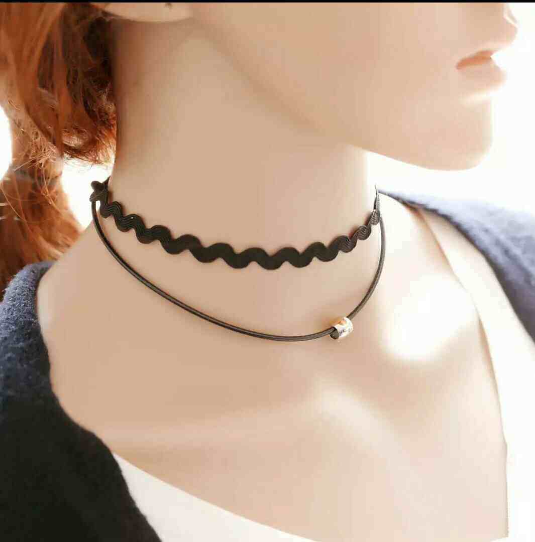 白色蕾丝花朵颈带脖链韩国锁骨链颈饰女简约宽项链黑色项圈包邮