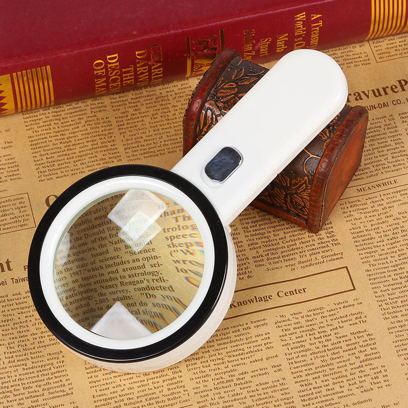 高清晰光学带灯阅读30倍大双镜片100mm古玩手持放大镜