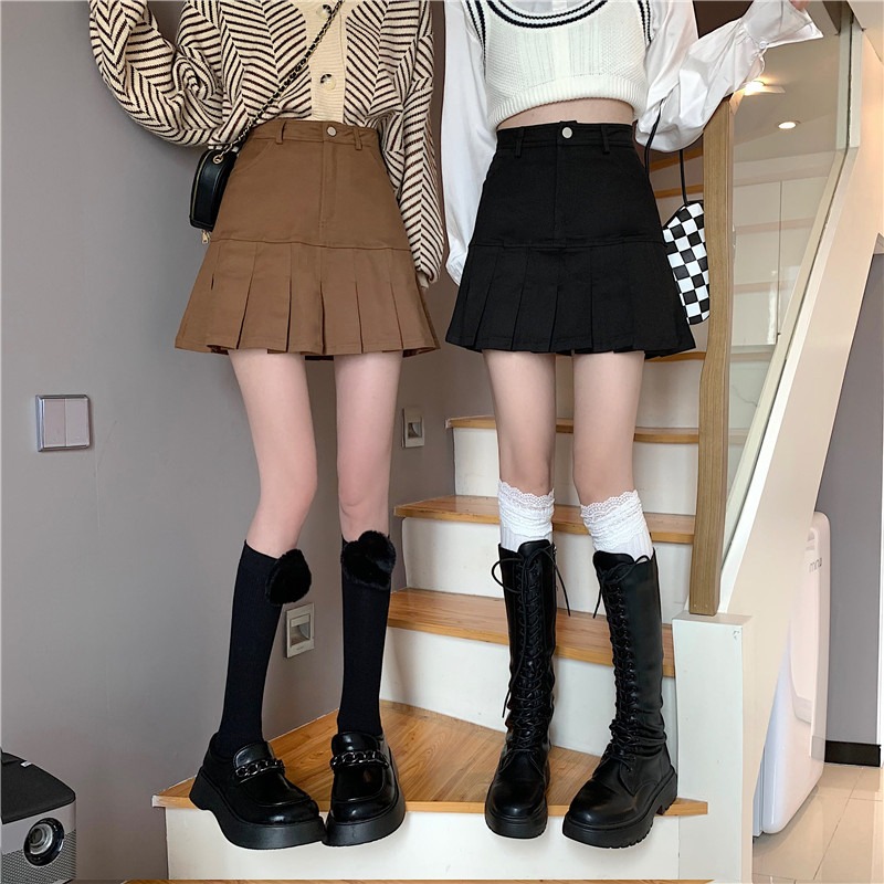 a字半身裙子秋季款2021新款女设计感小众高腰短裙显瘦牛仔包臀裙