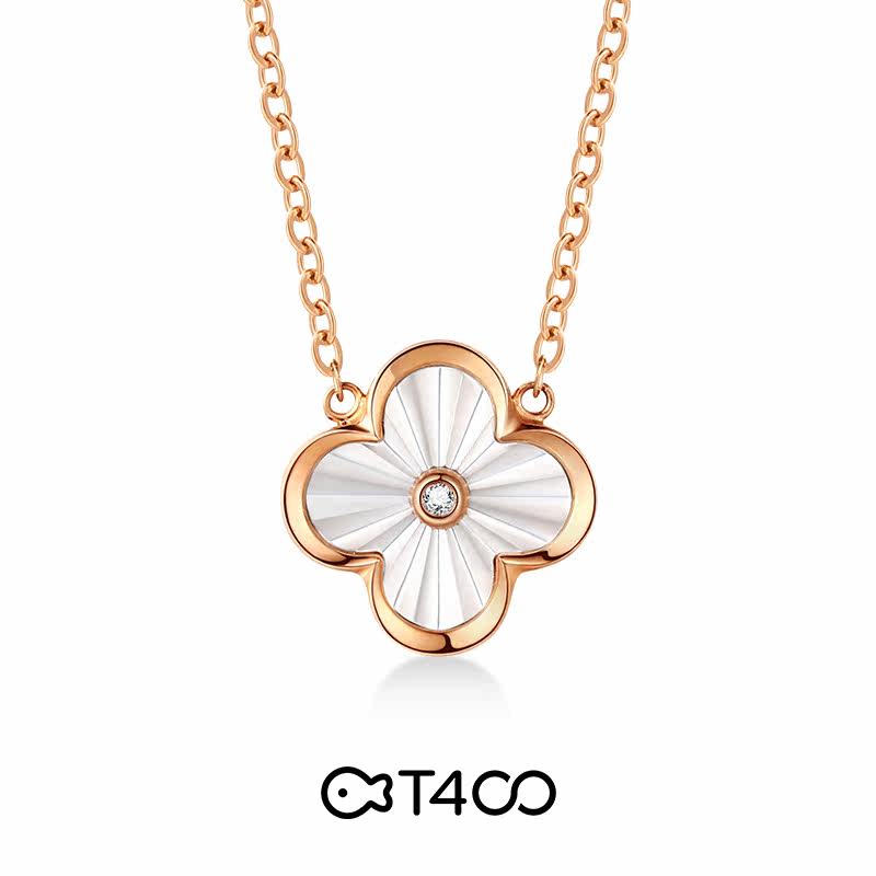 t400四叶草锁骨项链2022年新款轻奢小众高级贝壳项链