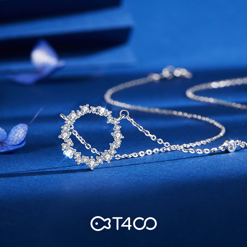 t400蓝色大海项链纯银锁骨链潮网红小众设计项链