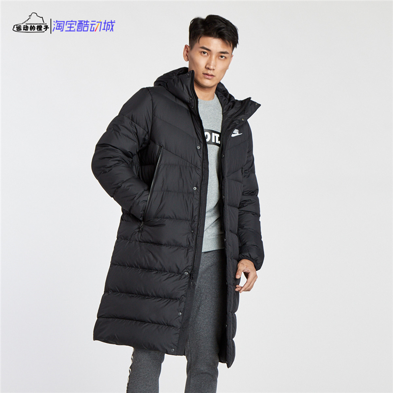 NIKE耐克 男冬季中长款连帽保暖防风运动羽绒服AA8854-CU0281-010