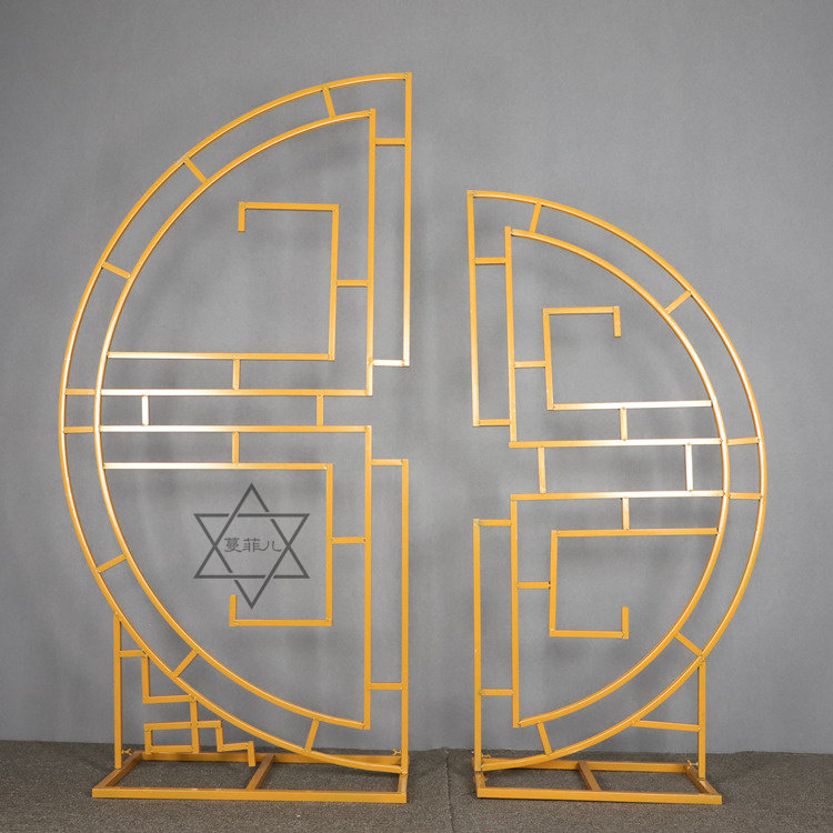 屏风婚礼铁艺婚庆摆件中式主题结缘半圆汉式拱门