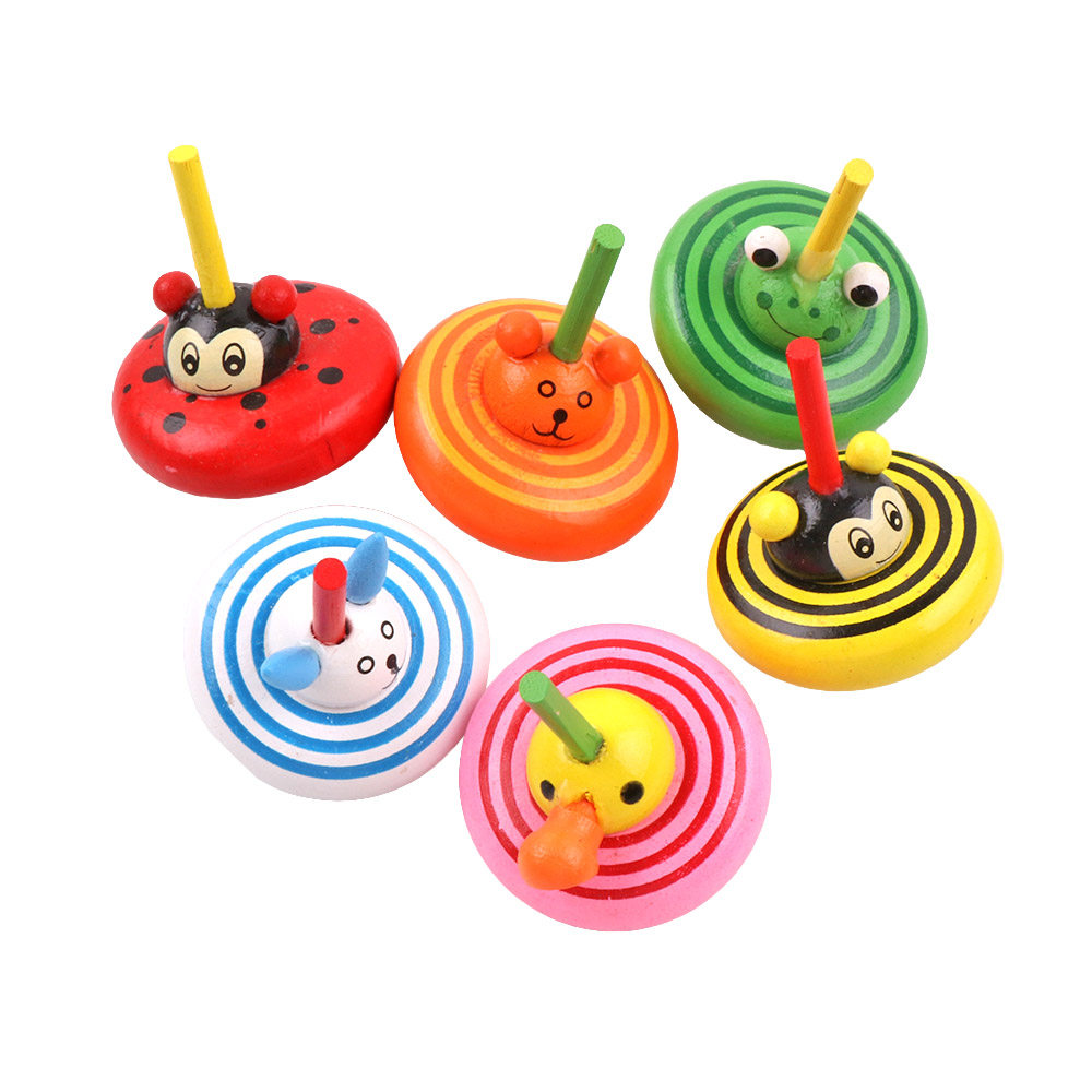 陀螺5个装小手动旋转儿童木质驼螺玩具男孩女孩陀螺