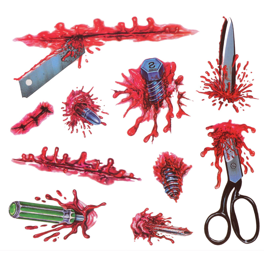 万圣节纹身贴 假伤疤贴仿真刀疤贴假伤口贴纸 万圣节妆容派对酒吧