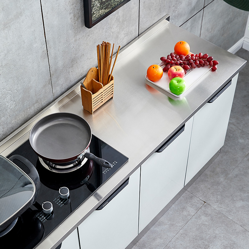 不锈钢灶台柜橱橱柜一体整体定制组装家用移动餐边柜