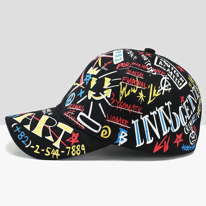 春夏帽子潮牌个性涂鸦嘻哈帽韩版百搭时尚鸭舌帽帽子
