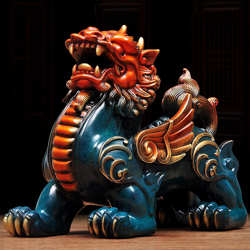纯铜貔貅摆件一对铜皮丘家居客厅酒柜装饰电视柜工艺品开业送礼