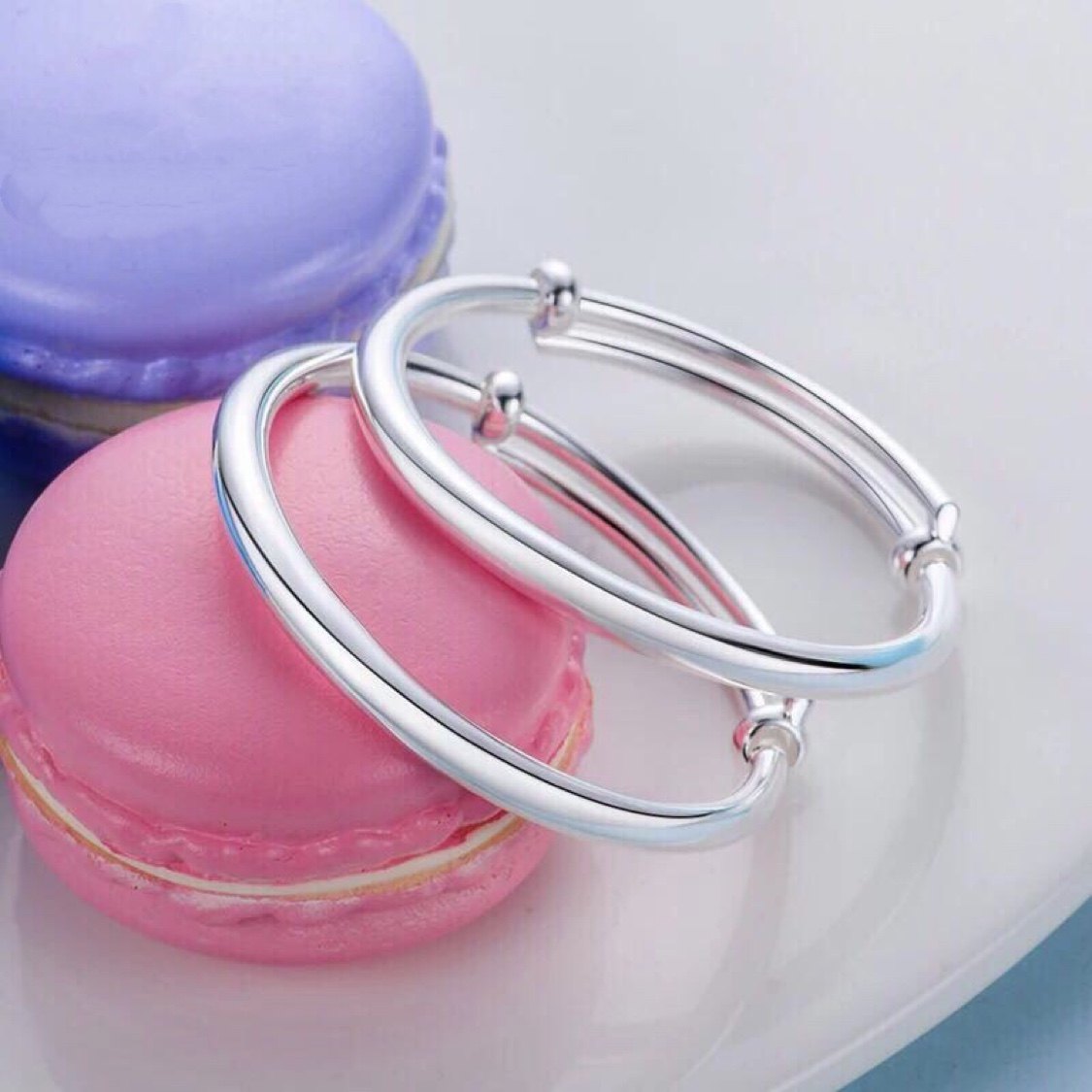 纯银儿童镯子饰品9999足银宝宝手镯简约婴儿手镯