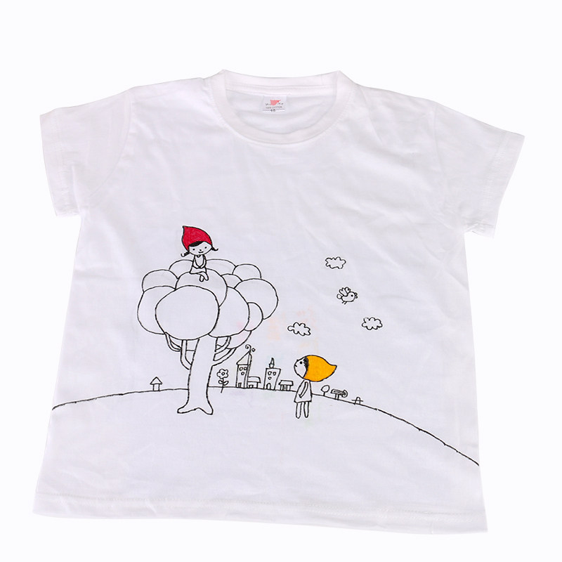 绘画t恤创意美术材料幼儿园手工制作diy儿童礼物手绘涂鸦白色短袖