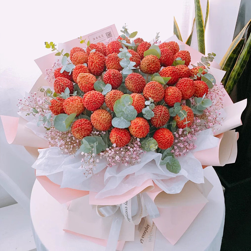 创意水果荔枝花束礼盒成品生日鲜花速递同城配送鲜花速递同城