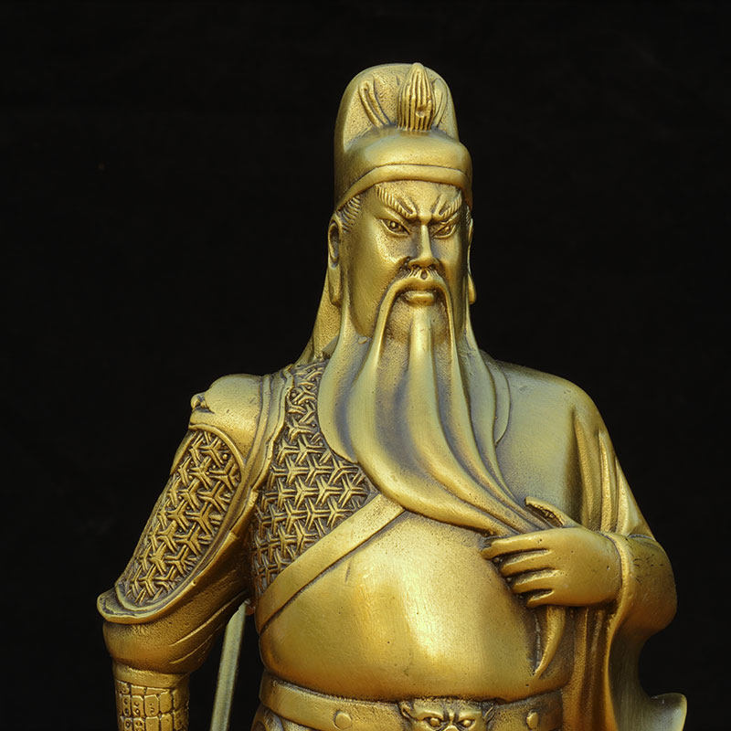 纯铜二爷铜像站立关公神像供奉摆件关云长大号摆件