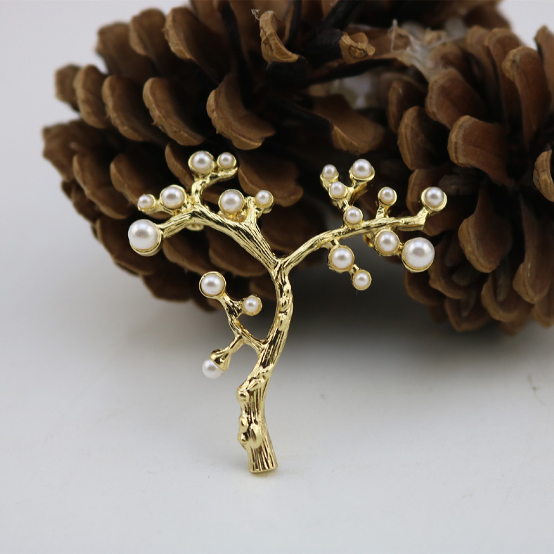 侬颜精致别针扣针胸花胸针树杈树枝合金珍珠胸针