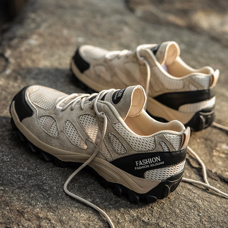 国货登山鞋男真皮夏季透气徒步休闲防滑户外运动中年轻便爬山鞋子