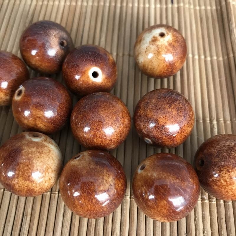 鹿角珠子文玩单颗天然植物上色仿老1.0-2.0佛珠手链