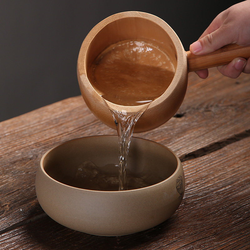 竹制大水手工水瓢厨房盛水水舀加厚带柄大号竹编