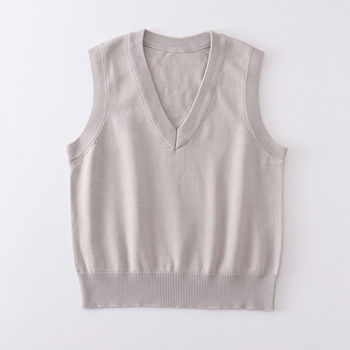 Basic v-neck pullover JK sweater uniform vest vest sleeveless thin solid color women sweater in stock