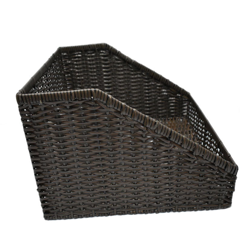 商超专用仿藤梯形果蔬收纳筐货架陈列展示篮堆头篮藤编铁艺水果篮