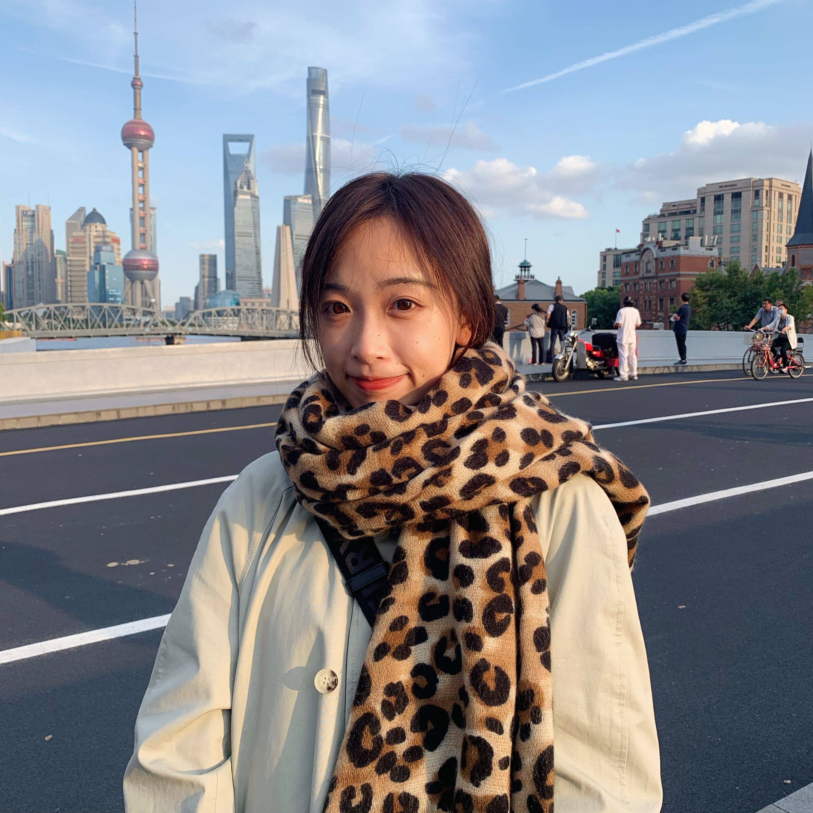 姚叔叔百搭秋冬披肩围巾保暖长款豹纹气质高品质围巾