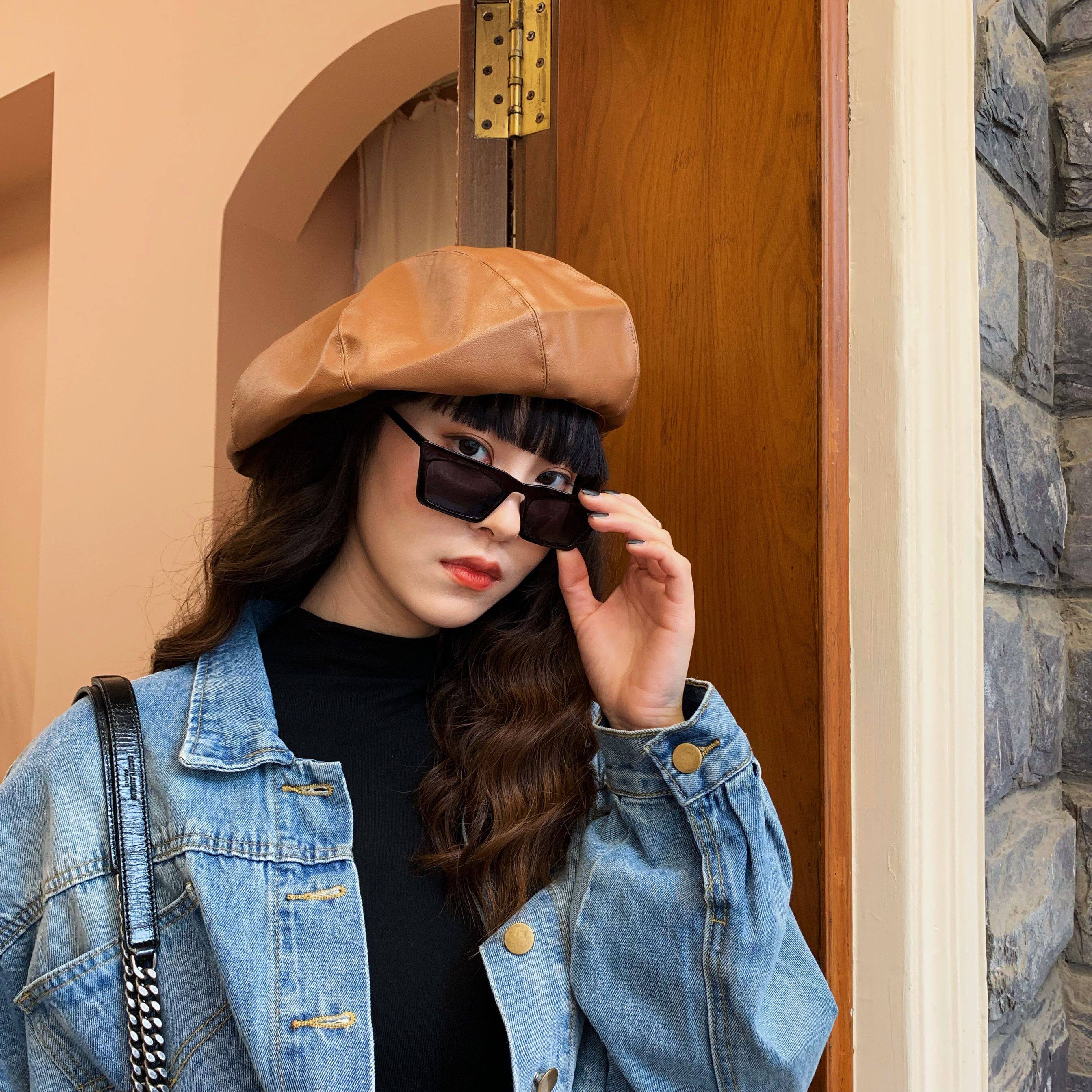 uncleyao画家皮质贝雷帽云朵pu人间张大夸张jennie帽子