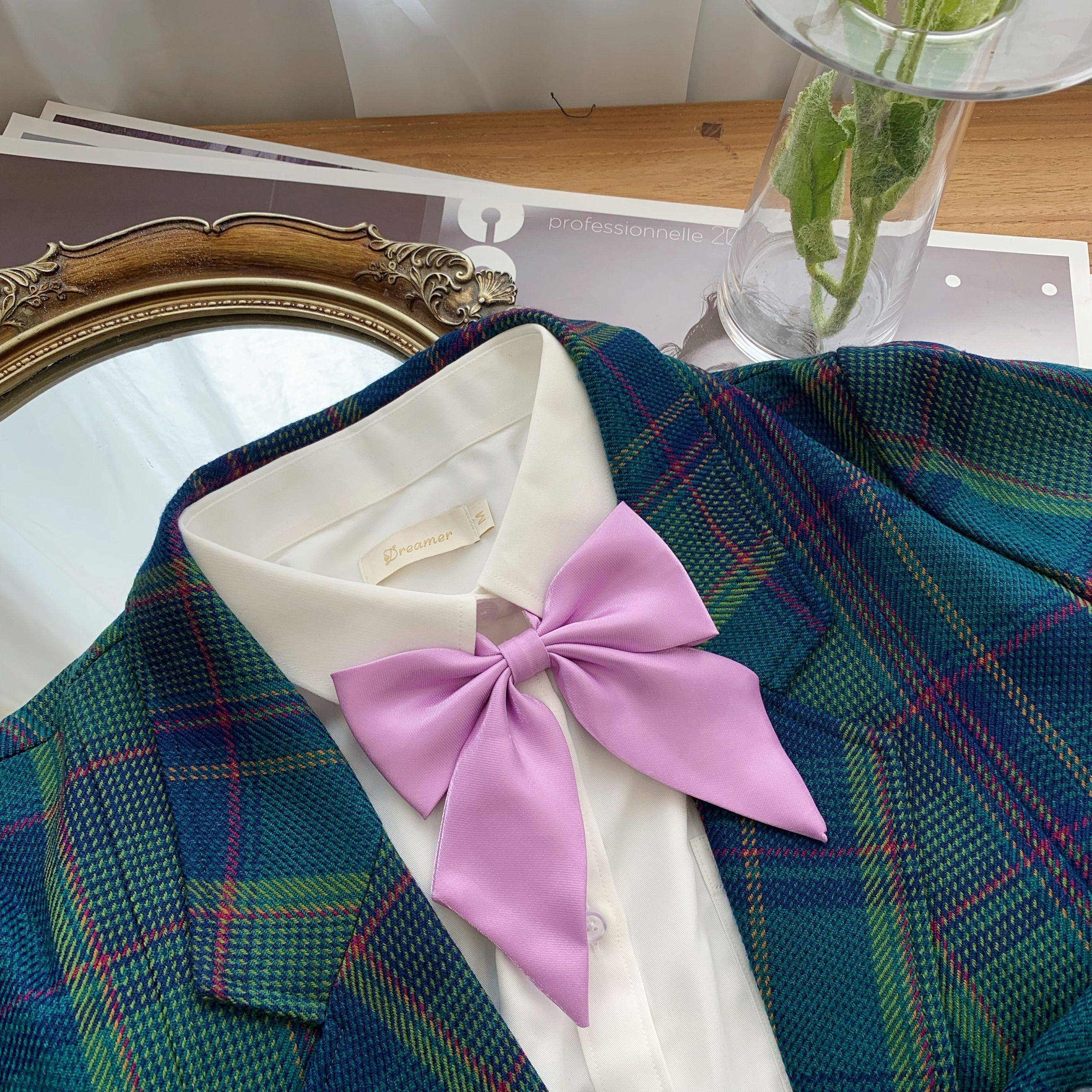 姚叔叔手工制服领花羽根百搭纯色领结jk面料领结