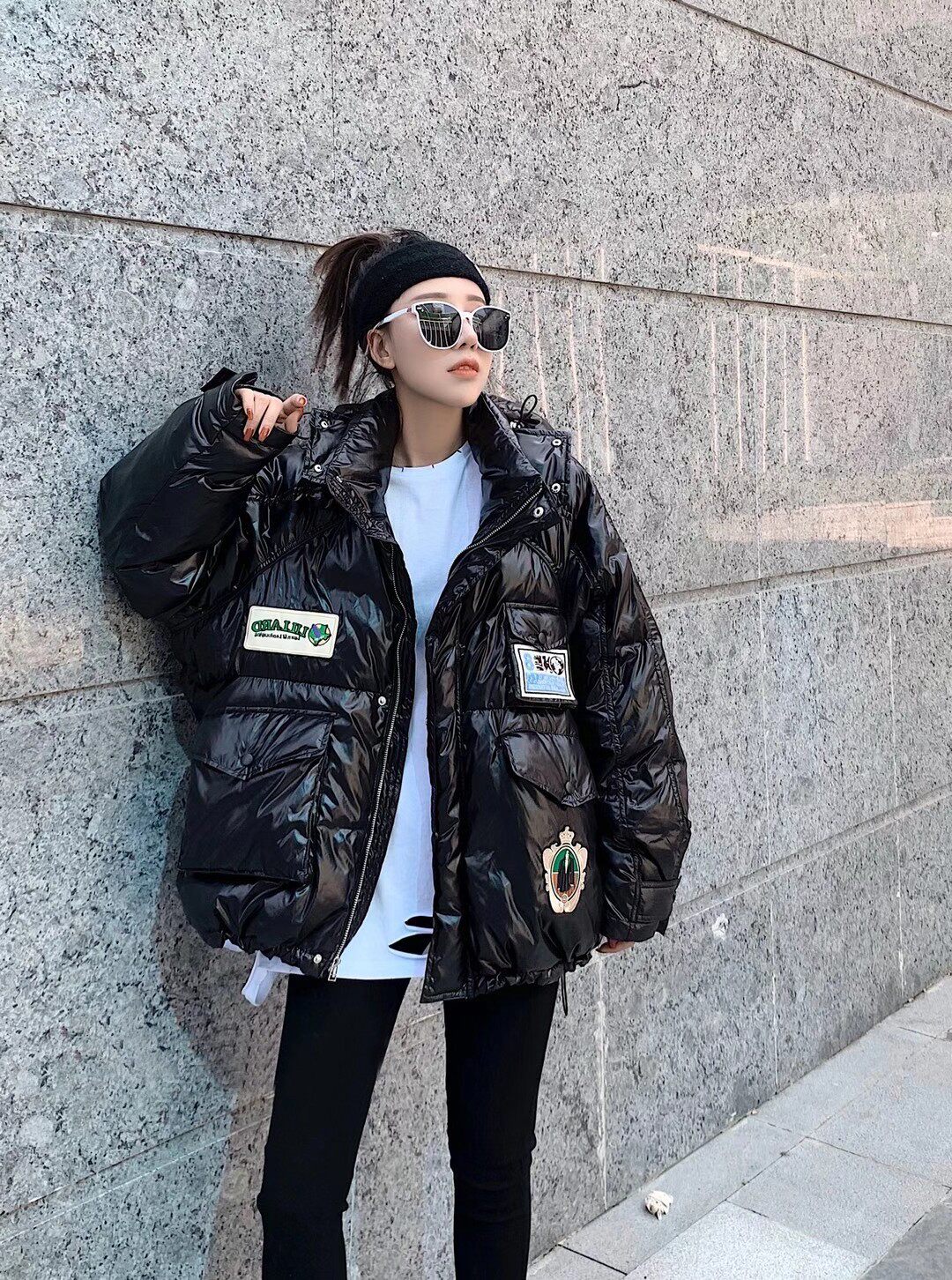 潮牌加厚小个子鸭绒白鸭绒贴标欧货女冬装2021欧洲站羽绒服